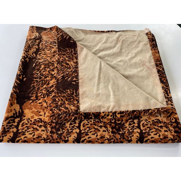 Vintage 80s curtain, brown, leopard / tiger print, faux suede animal print panel - Picture 7 of 9